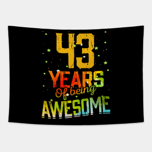 43 Years Of Being Awesome Gifts 43th Anniversary Gift Vintage Retro Funny 43 Years Birthday Men Women Tapestry