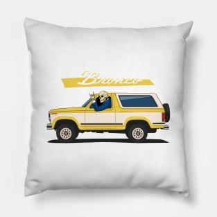 Truck bronco 1986 f150 xlt 4x4 skull metal yellow Pillow