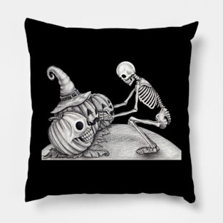 Fancy skull and pumpkin halloween. Pillow