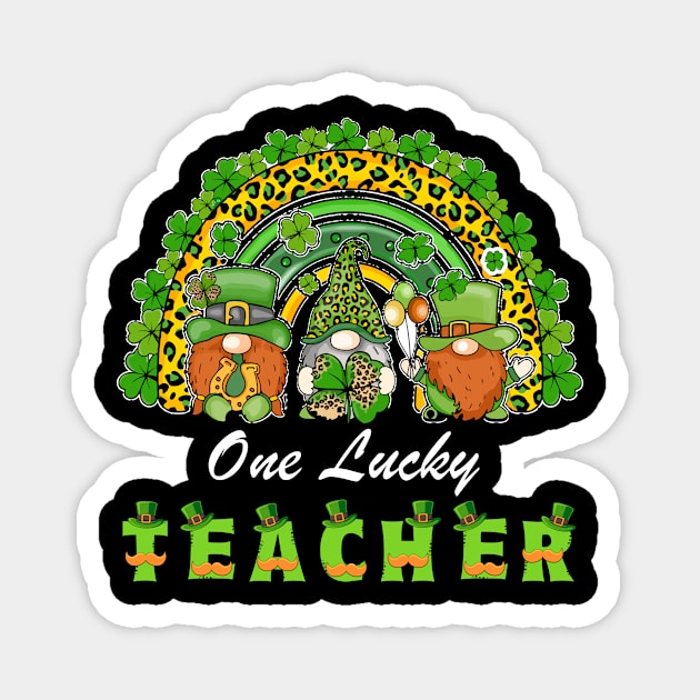 One Lucky Teacher Shamrock St Patrick's Day Groovy Retro Magnet by KRMOSH