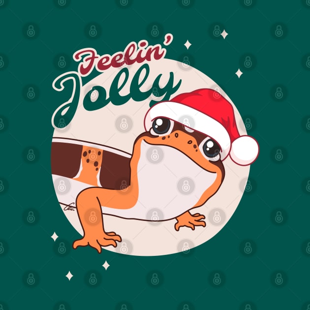 African Fat Tailed Gecko, Christmas Edition! Feelin Jolly! Green BG by anacecilia