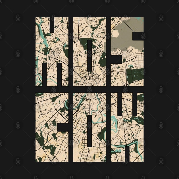 Moscow, Russia City Map Typography - Vintage by deMAP Studio