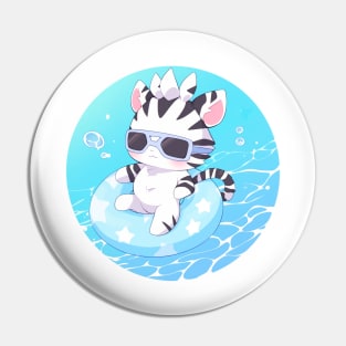 Zebra on an inflatable ring Pin