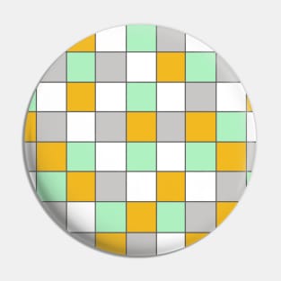 Grey, Mint Green and Mustard Yellow, Checked, Grid Pin