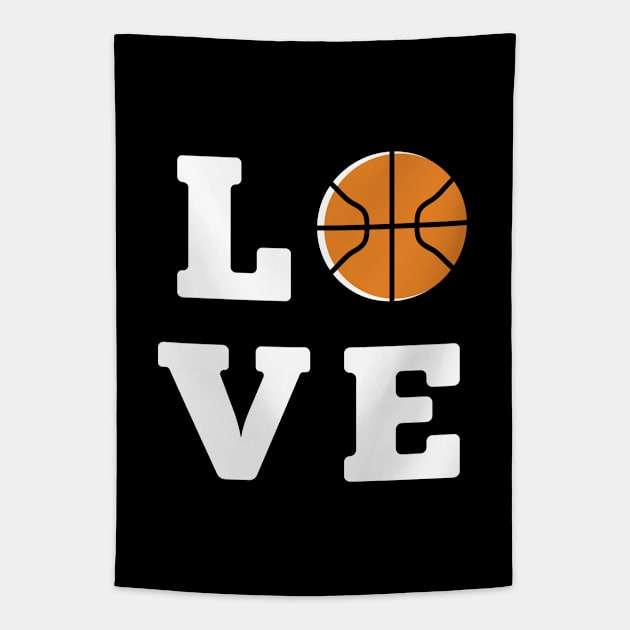 Love Basketbal ball White Tapestry by Adrian's Outline