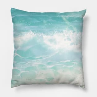 Crashing Waves Blue Sea Beautiful Fresh Summer Vibes Pillow