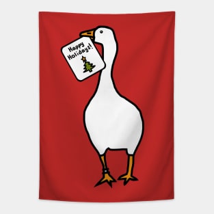 Annoying Christmas Goose Steals Happy Holidays Card Tapestry