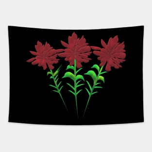 Red Abstract Flowers Tapestry