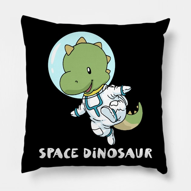 Space Dinosaur Funny Dinosaur Gift Pillow by CatRobot