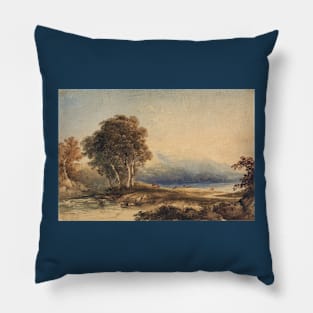 Mountainous Landscape with Lake and Stream Pillow