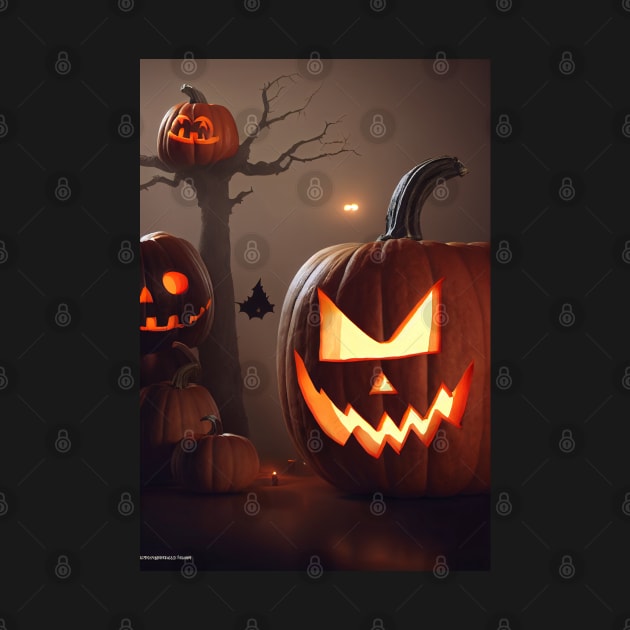 Halloween scary pumpkin heads by ai1art