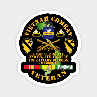 Vietnam Combat Cavalry Veteran w Charlie - 2nd Bn 8th Cav COA - 1st Cav Div SSI Magnet