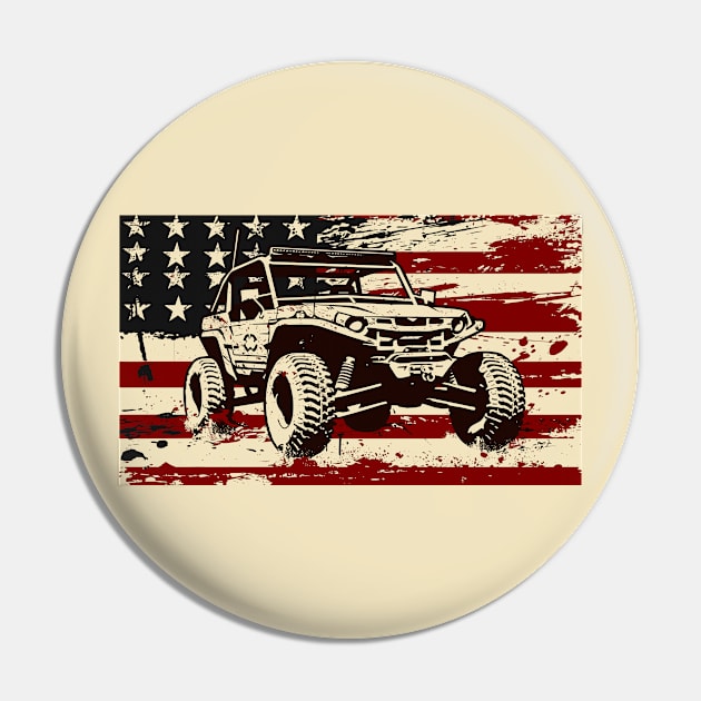 Retro USA Flag Dune Buggy Sand Driver 4x4 Beach rider Baja buggy Offroader Pin by RetroZin