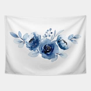 Blue Watercolor Wild Flower Tapestry