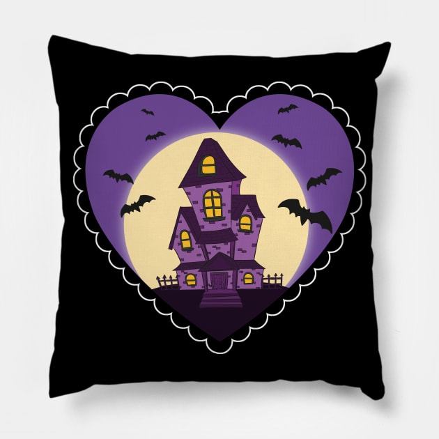Haunted House Pillow by Rockadeadly