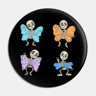 Colorful butterfly Skeleton Day of the Dead Candy Skeleton Pin