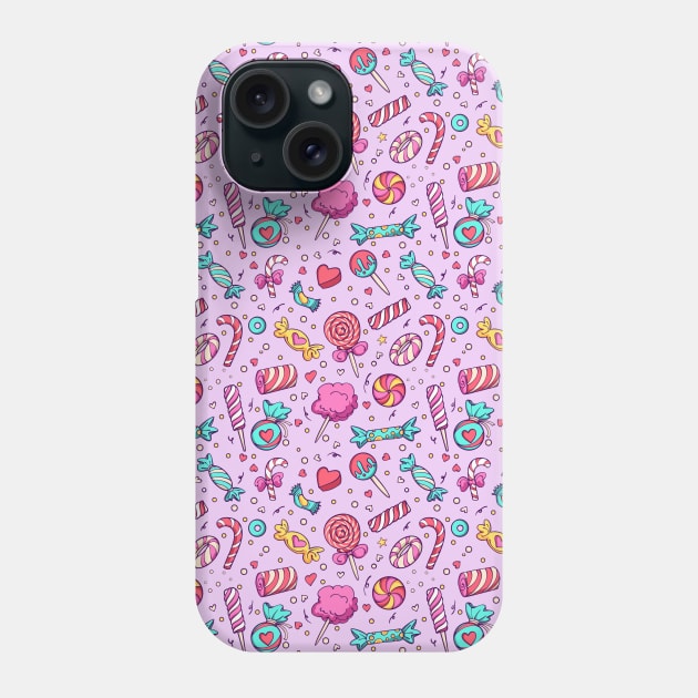 Cute sweets and candy pattern Phone Case by emmjott