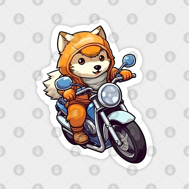 Cartoon Dog Rides Motorcycle to Fun Magnet by AestheticsArt81