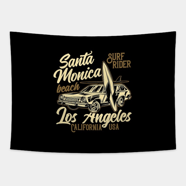 Santa Monica Beach Tapestry by JabsCreative