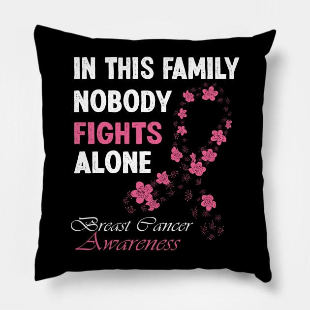 In This Family No One Fight Alone Breast Cancer Awareness Pillow by Swagmart