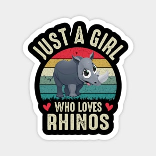 Just A Girl Who Loves Rhinos Cute College Ruled Rhino Girl Cute Gift For School Magnet