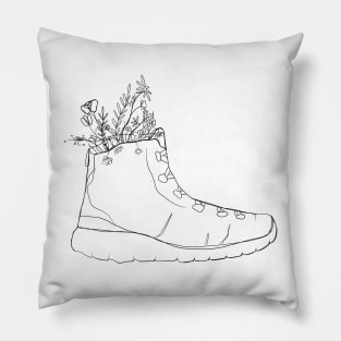 Hiking Boot with Flowers Pillow