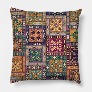 Vintage patchwork with floral mandala elements Pillow