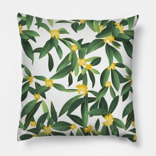 Loquat medlar flower in Autumn // pattern // dark background Pillow