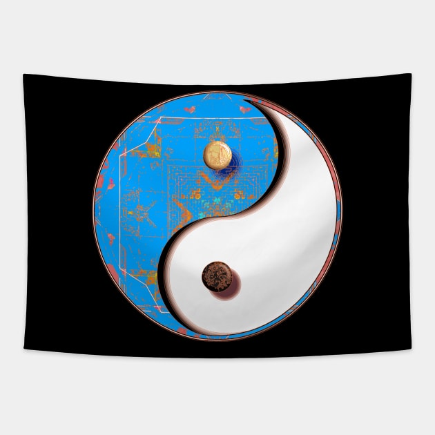 Blue Ying Yang Tapestry by crunchysqueak