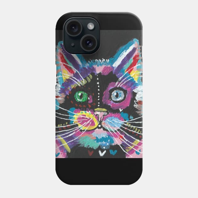 Cute colorful cat face Phone Case by SamsArtworks
