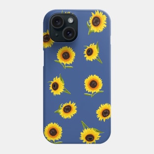 Sunflower Pack Pattern on Blue Phone Case