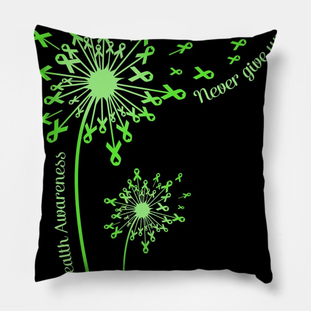 Dandelion Mental Health Awareness Never Give Up Pillow by Elliottda