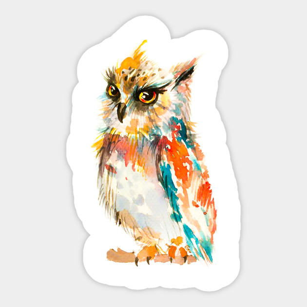 Watercolor Colorful Owl Watercolor Owl Aufkleber Teepublic De