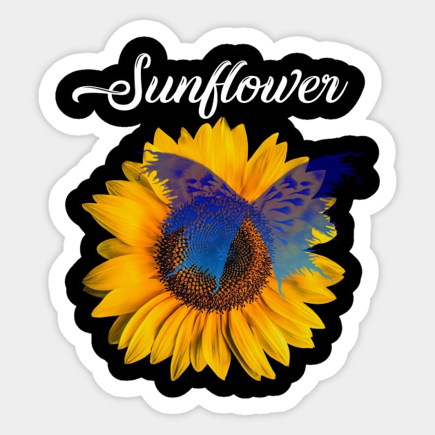 Sunflower Butterfly Sticker