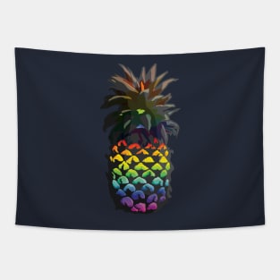 Pineapple Rainbow Black Base. Tapestry