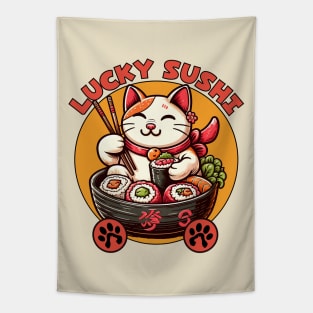 Maneki Neko Sushi lover Tapestry