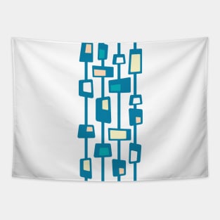 Mid Century Funky Blocks in Celadon Blue, Teal, Peach and Yellow Tapestry