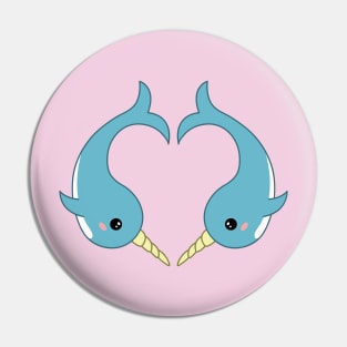 Narwhal heart Pin