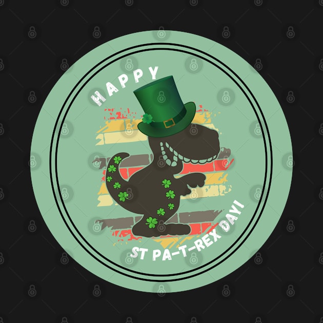 St Patricks Day Dinosaur Lover T Rex Green Clover Shamrock Design by Apathecary