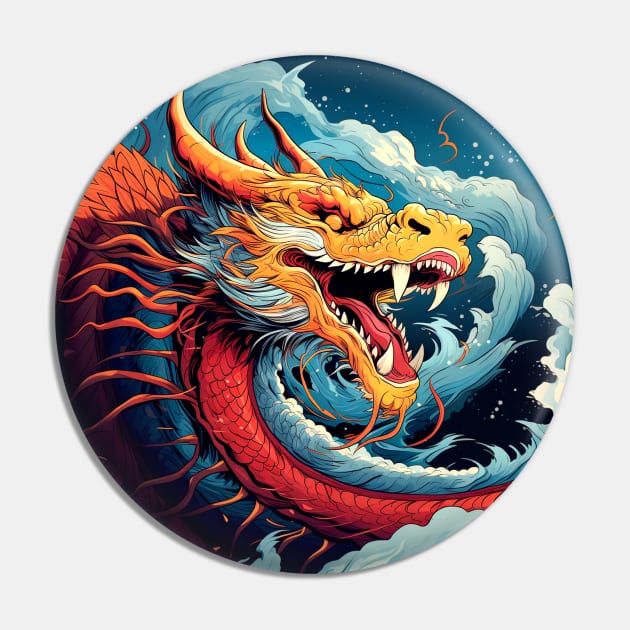 Chinese Dragon: Chinese New Year, Year of the Dragon on a Dark Background Pin by Puff Sumo