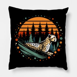 cheetah in forest vector illustration tshirt design Pillow