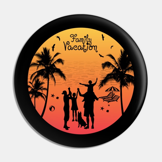 Summer Family Vacation Sunset Beach Pin by AZ_DESIGN