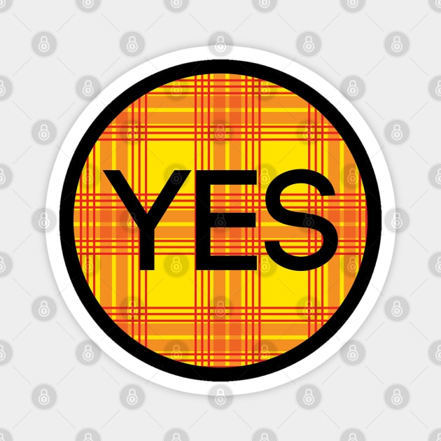 YES, Scottish Independence Lion Rampant Coloured Tartan Circle Magnet by MacPean