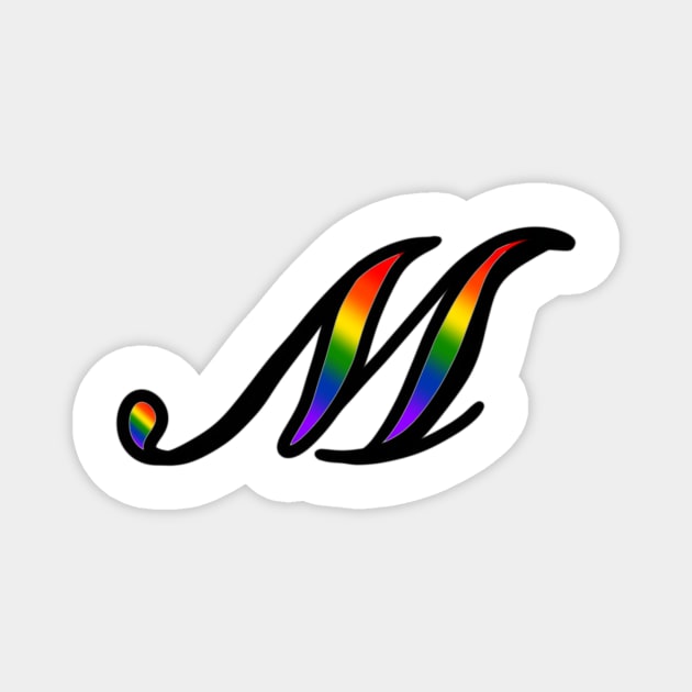 Rainbow Cursive Letter M Magnet by JennaBunnies