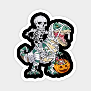 Skeleton Riding Mummy Dinosaur T rex Halloween Kids Boys Men Magnet