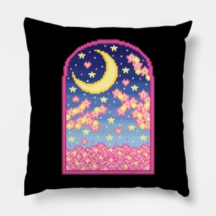 Aesthetic Night Sky Pixel Art Pillow