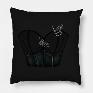 Leather Corset With White Butterflies Pillow