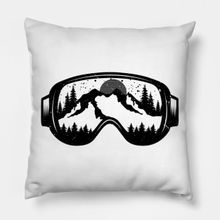 Mountain Snow Skiing Winter Vacation Pillow