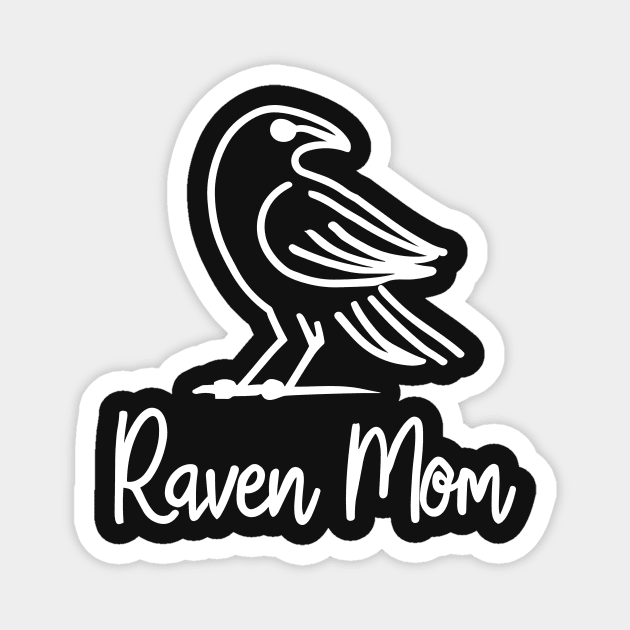 Raven Mom white line art Magnet by ravensart