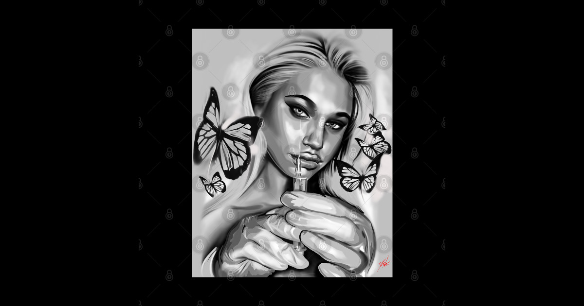 Yeb1 Art Butterflies Needle Chicano Art California Style Chicana
